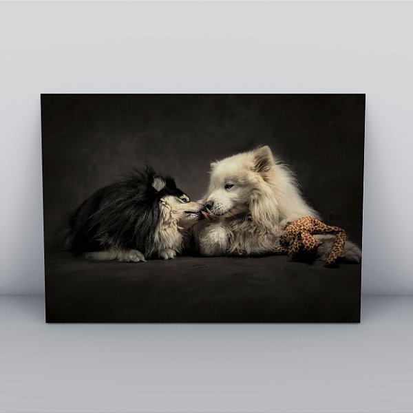 Quadro Canvas Cachorro  Preto e Branco