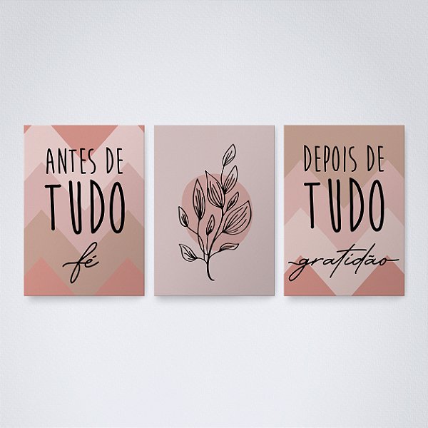 Trio Quadro Canvas Antes Depois Rosê