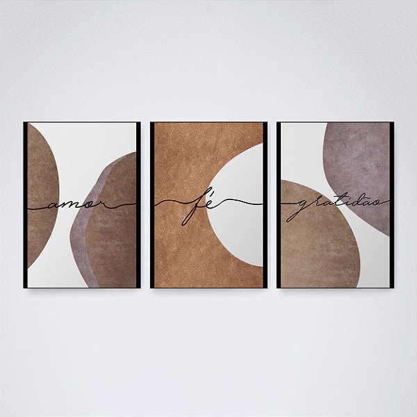 Trio Quadro Canvas Amor Fé Gratidão 4