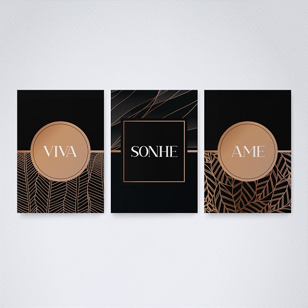 Trio Quadro Canvas Viva, Sonhe, Ame 2