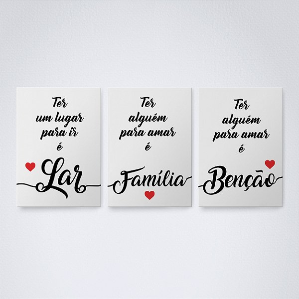 Trio Quadro Canvas Lar Família Benção
