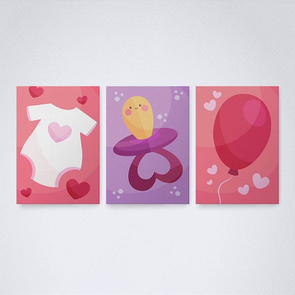 Trio Quadro Canva Infantil Menina