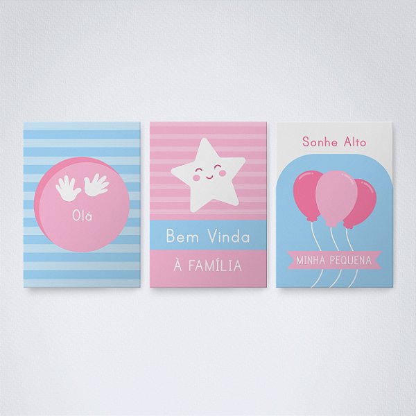 Trio Quadro Canvas Bem Vinda