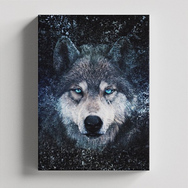 Quadro Canvas Lobo Olhos Azuis