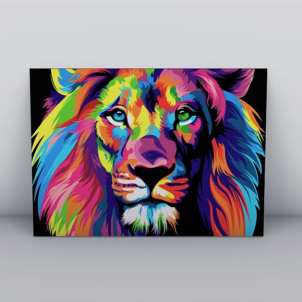 Quadro Canvas Leão Colorido
