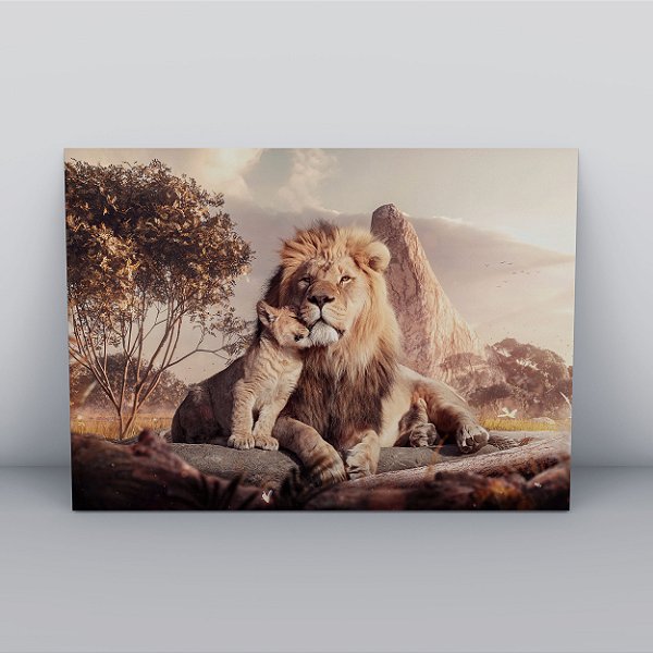 Quadro Canvas Leão Pai e Filho