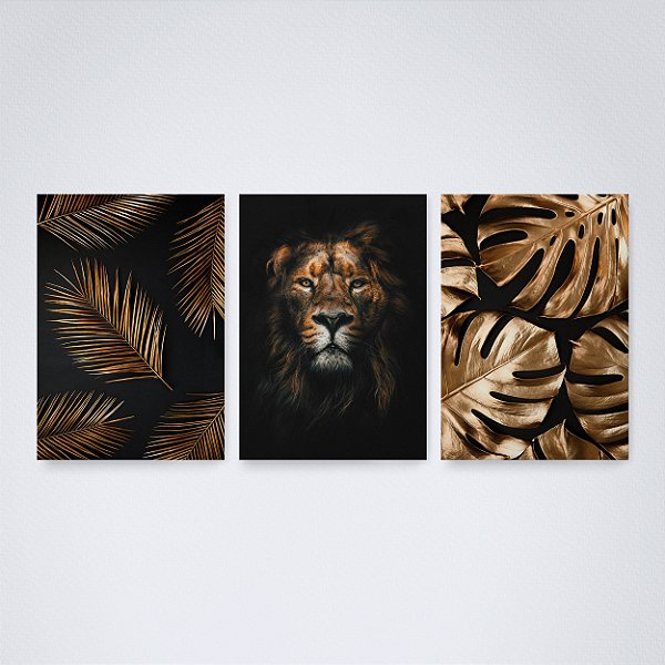 Trio Quadro Canvas Leão