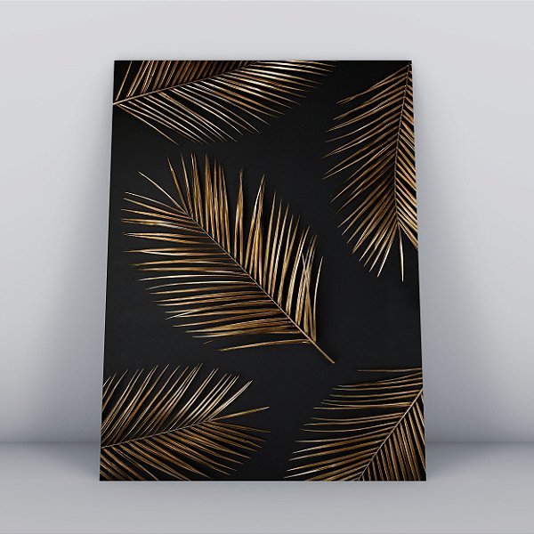 Quadro Canvas Folhagem Ouro