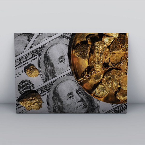 Quadro Canvas Dólar e Ouro