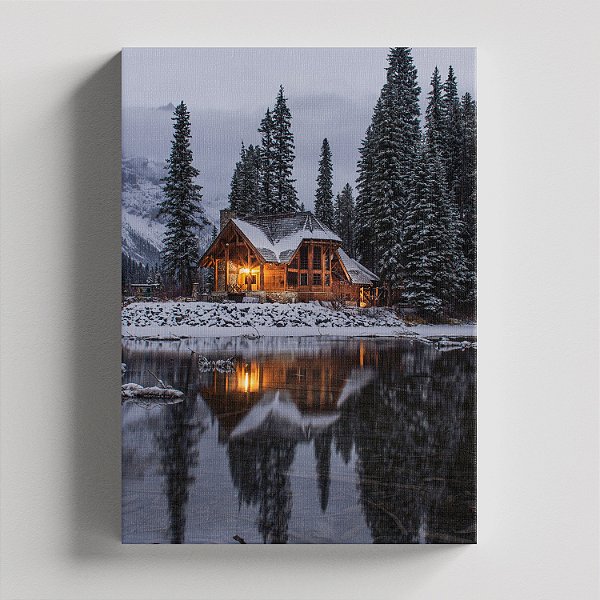 Quadro Canvas Paisagem Neve Casa