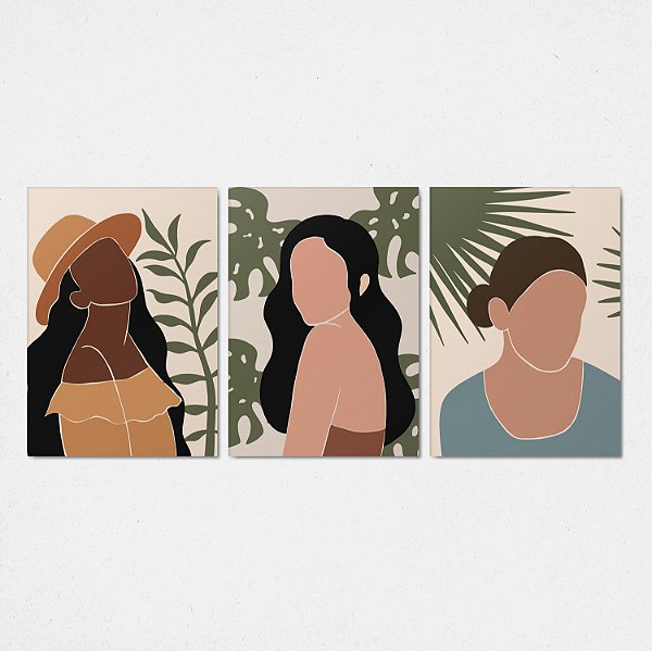 Trio Quadro Canvas Três Mulheres