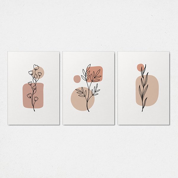 Trio Quadro Canvas Flores Aquáticas