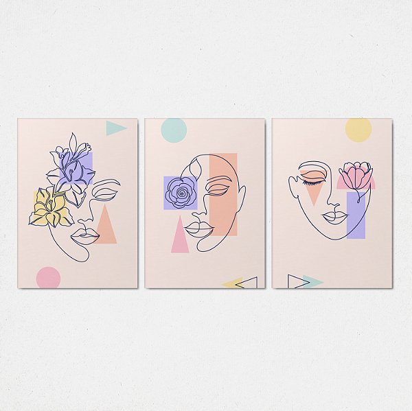 Trio Quadro Canvas Silhueta Mulher