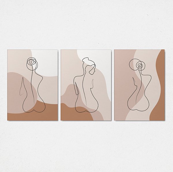 Trio Quadro Canvas Silhueta Mulher