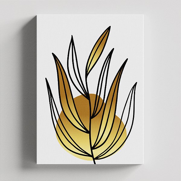 Quadro Canvas - Folha Abstrata Gold