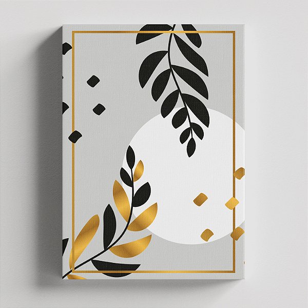 Quadro Canvas Ramos Abstrato Dourado