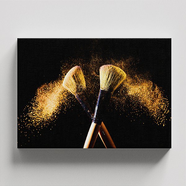 Quadro Canvas Pincel Preto e Dourado
