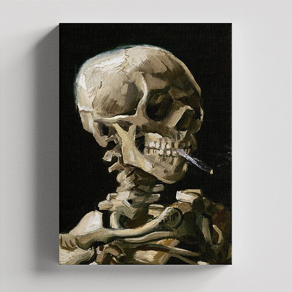 Quadro Canvas Head Of A Skeleton With A Burning Cigarette