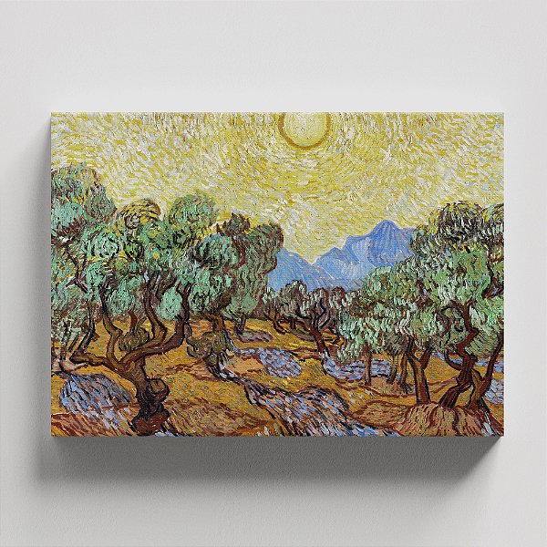 Quadro Canvas Olive Trees with Yellow Sky and Sun
