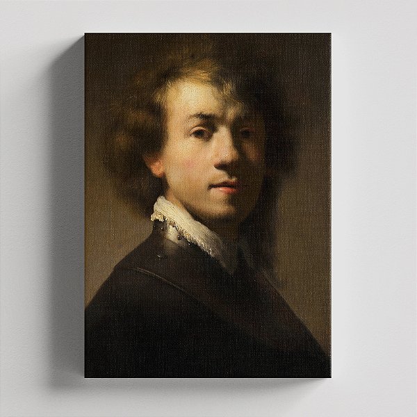 Quadro Canvas Portret van Rembrandt met een ringkraag