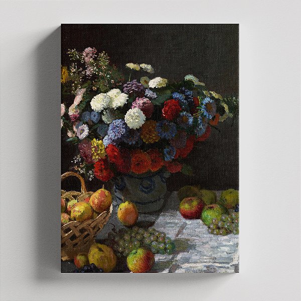 Quadro Canvas Still Life with Flowers and Fruit