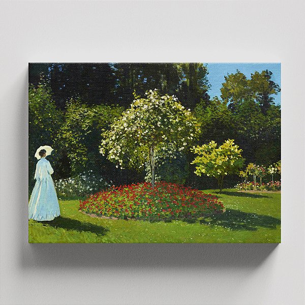Quadro Canvas Femme en blanc au jardin
