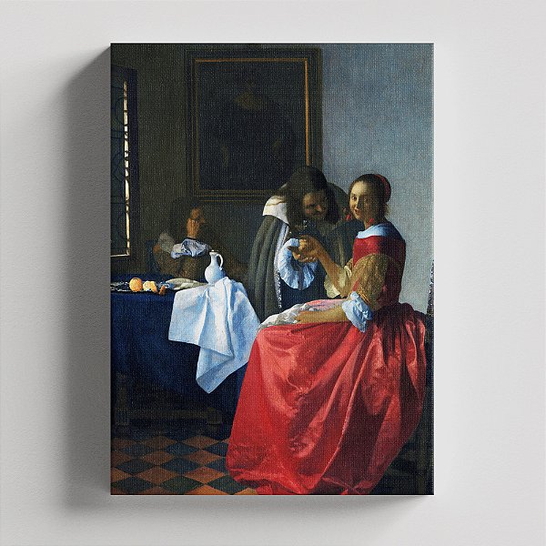 Quadro Canvas Girl with Glass of Wine
