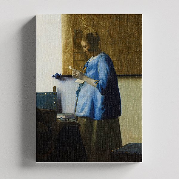 Quadro Canvas Woman in blue reading a letter