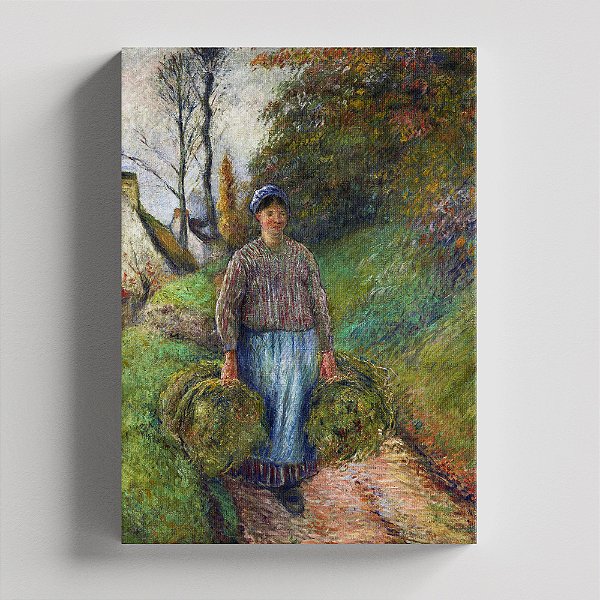 Quadro Canvas Peasant Woman Carrying Two Bundles of Hay