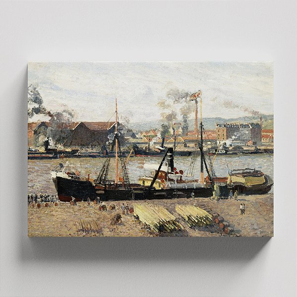 Quadro Canvas Rouen Port, Unloading Wood