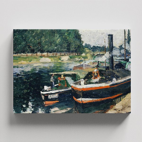 Quadro Canvas Barges At Pontoise, Frame & Passepartout