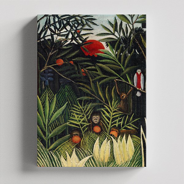 Quadro Canvas Monkeys and parrot in the virgin forest