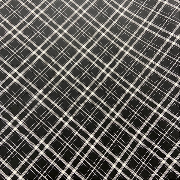 Sintético Emborrachado Xadrez Preto e Branco 50cm