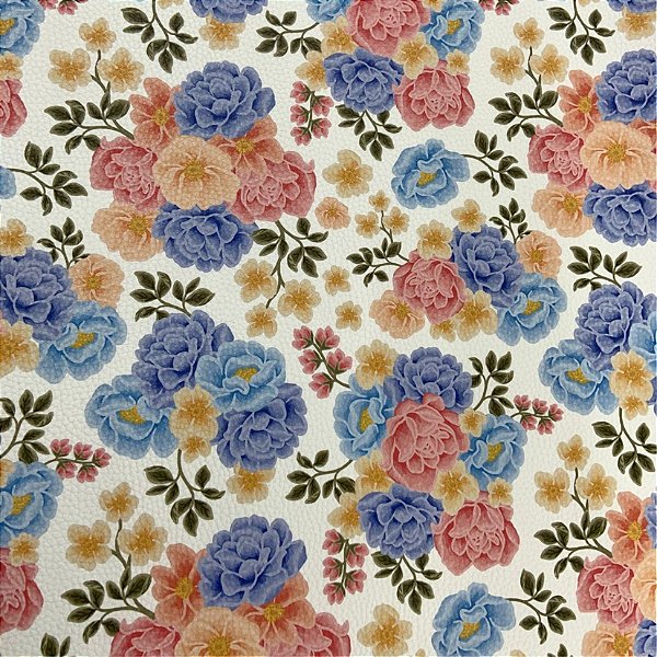 Sintético Doll/Dollaro Floral Azul 50cm