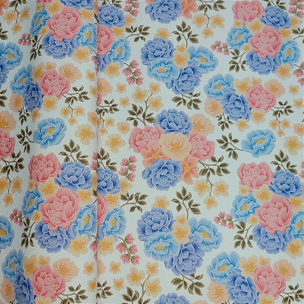 Sintético Doll/Dollaro Floral Azul 50cm