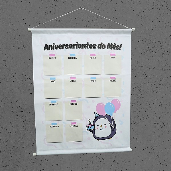 Painel Lona Banner Aniversariantes do Mês 60x100cm
