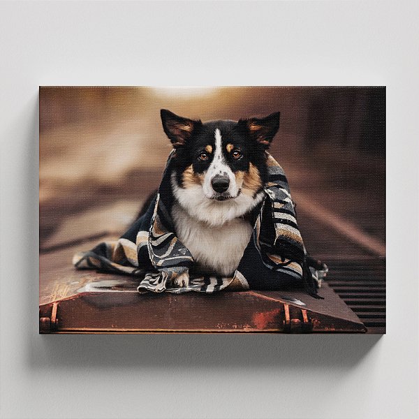 Quadro Canvas Cachorro Border Collie 30cmX45cm Borda Infinita CHASSI 2cm OUTLET