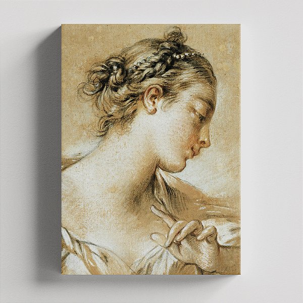 Quadro Canvas Study of the Head of a Young Girl With Pearls in Her Hair