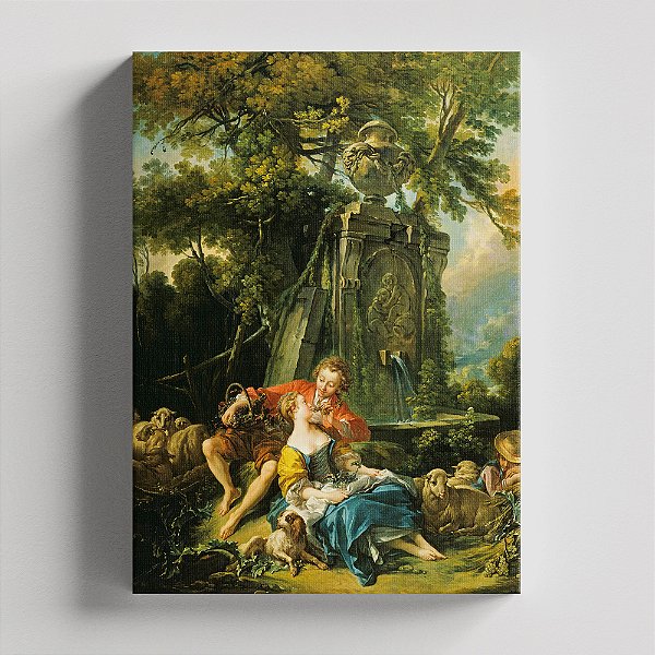 Quadro Canvas Pastoral With a Couple Near a Fountai 1749