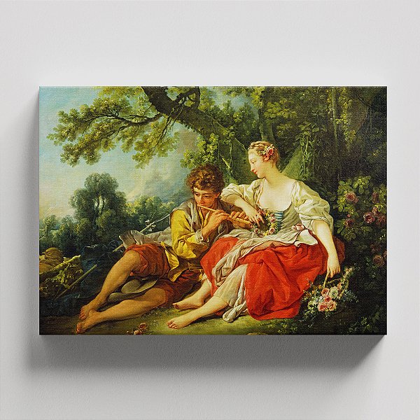 Quadro Canvas Shepherd Piping to a Shepherdess