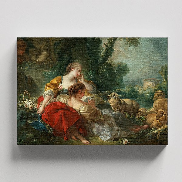 Quadro Canvas Pastorale Scene with Two Shepherdesses