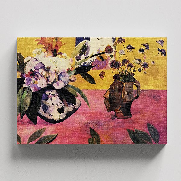 Quadro Canvas Still Life with Head-Shaped Vase and Japanese Woodcut
