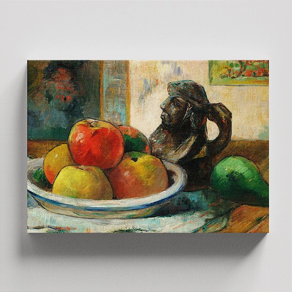 Quadro Canvas Still Life with Apples, a Pear, and a Ceramic Portrait Jug