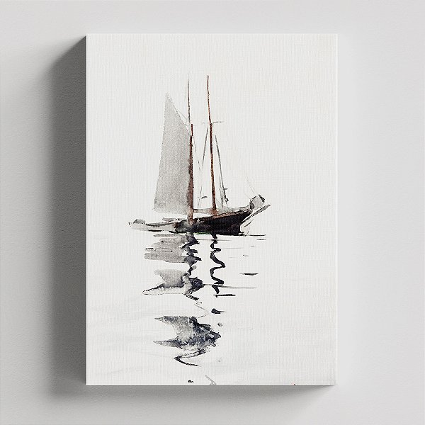 Quadro Canvas Two-Masted Schooner with Dory