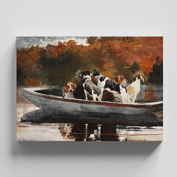 Quadro Canvas Hunting Dogs in Boat - Waiting for the Start
