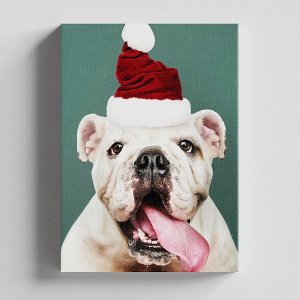 Quadro Canvas Cachorro Gorro de Natal 052
