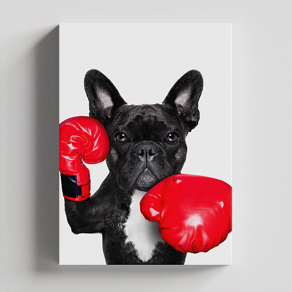 Quadro Canvas Cachorro Boxeador 30cmX45cm Borda Infinita CHASSI 2cm OUTLET
