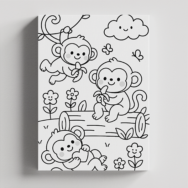 Quadro Canvas para Pintura Macacos Proseando