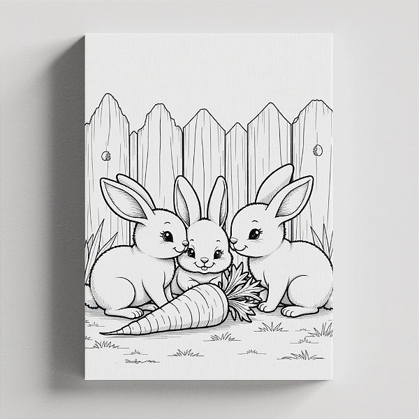 Quadro Canvas para Pintura Coelhinhos 02