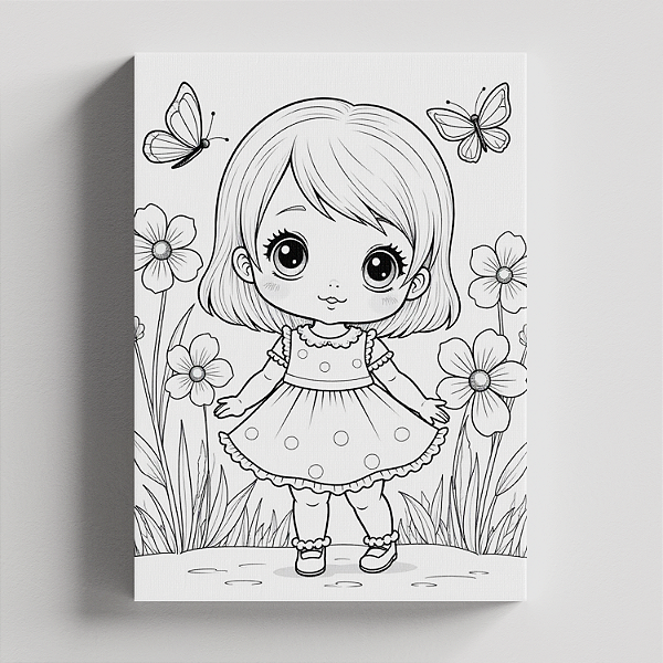 Quadro Canvas para Pintura Menina Jardim